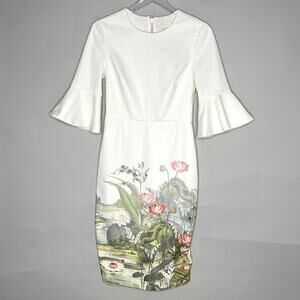 Ted Baker White Floral Midi Dress